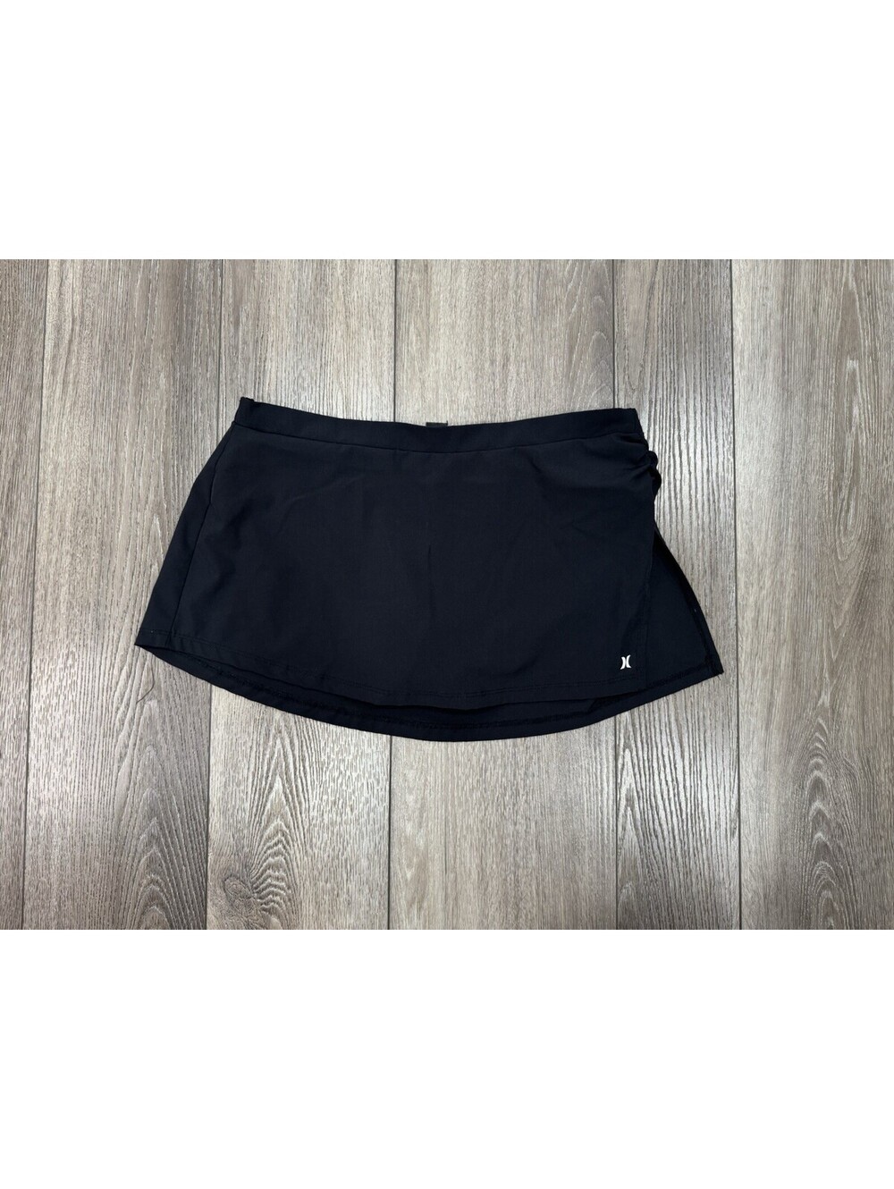 Hurley Black Ruched Lined Swim Skirt Size Large